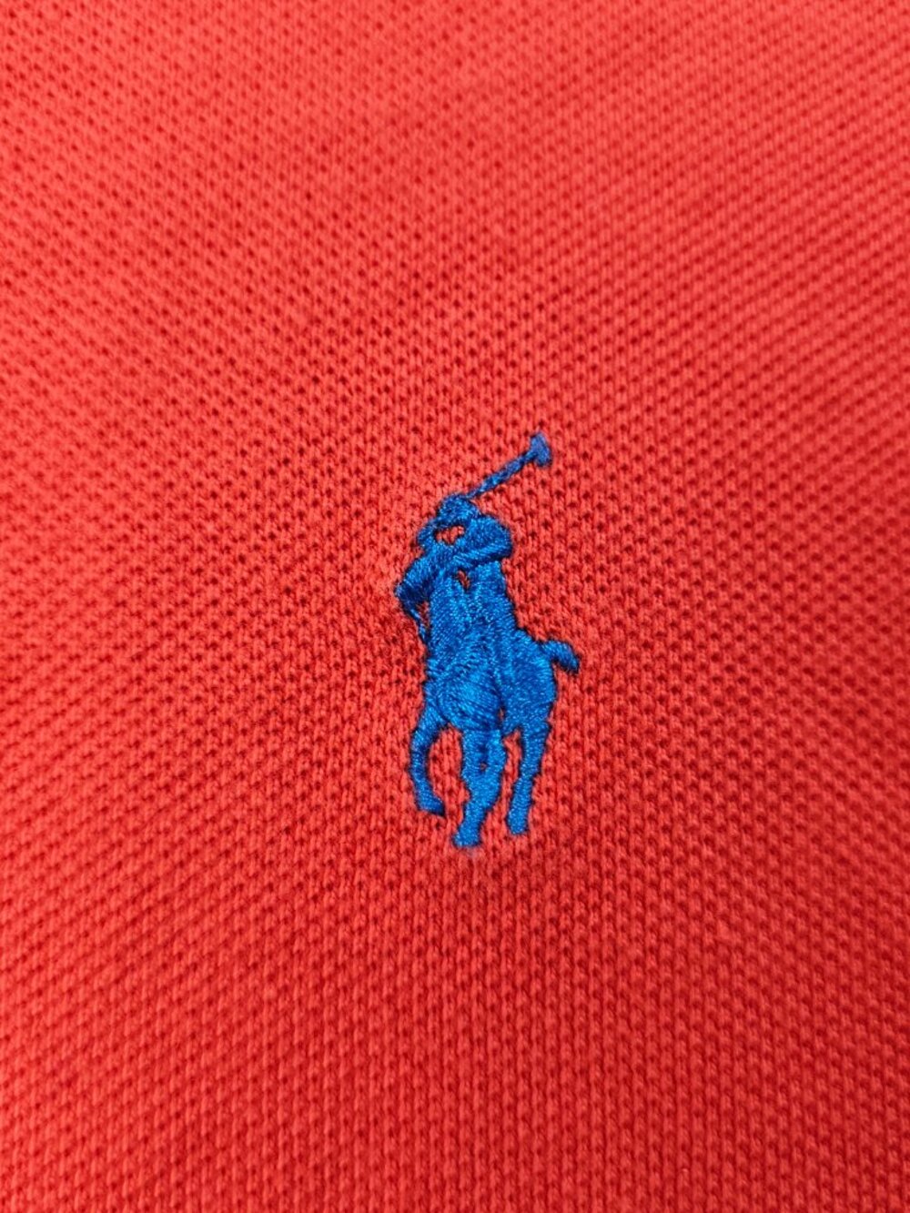 Polo Ralph Lauren Red Polo Shirt Men's XL Blue Pony Logo Cotton Classic - Picture 4 of 5